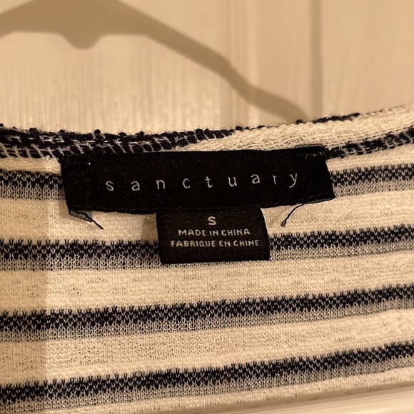 Anthropologie Sanctuary Navy/Cream Knit Tie Front Tank Top - Picture 3 of 3